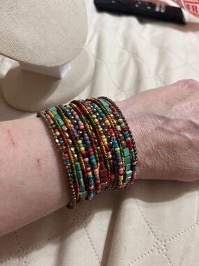 Multi-Row Beaded Wrap Bracelet in Turquoise & pink, multi colors - Women Jewelry